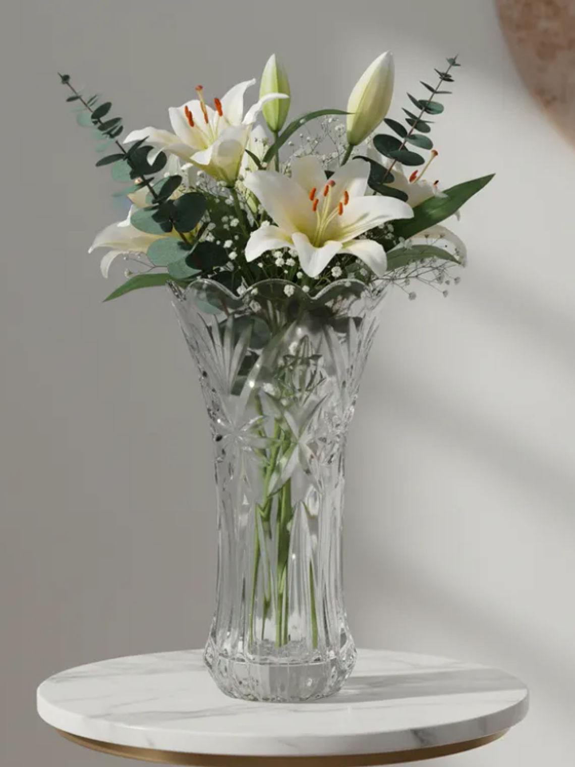 Florero De Vidrio Cristal Tallado Decorativo 30cm Alto 4