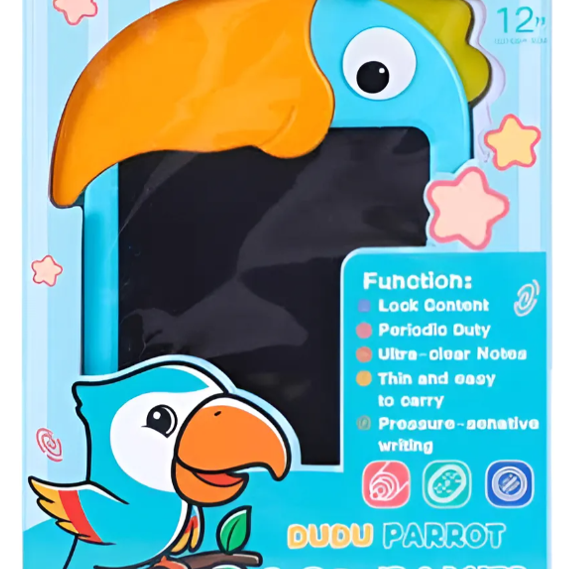 Pizarra Lcd Infantil 12 Diseño Loro Con Lápiz 3