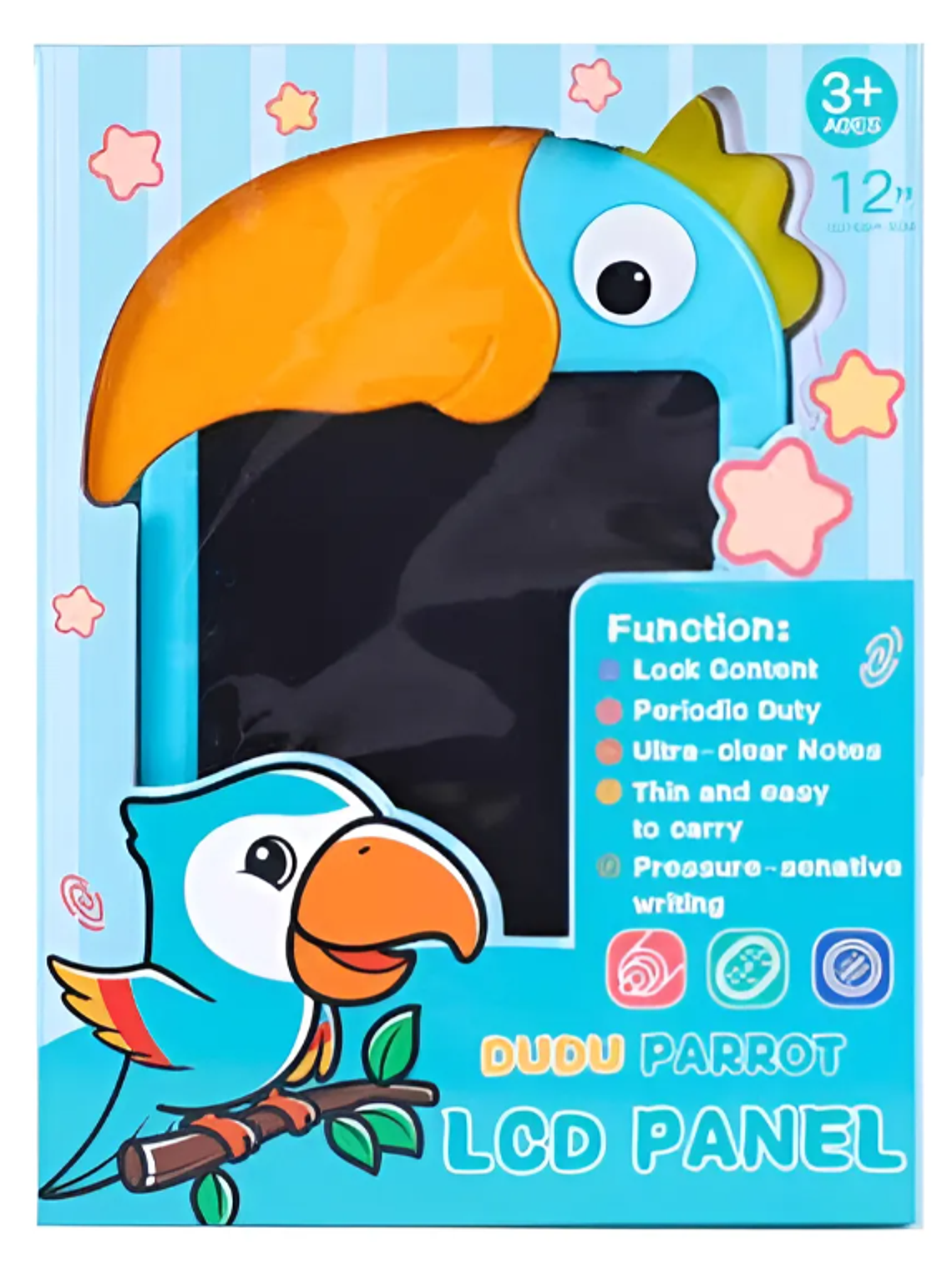 Pizarra Lcd Infantil 12 Diseño Loro Con Lápiz 3