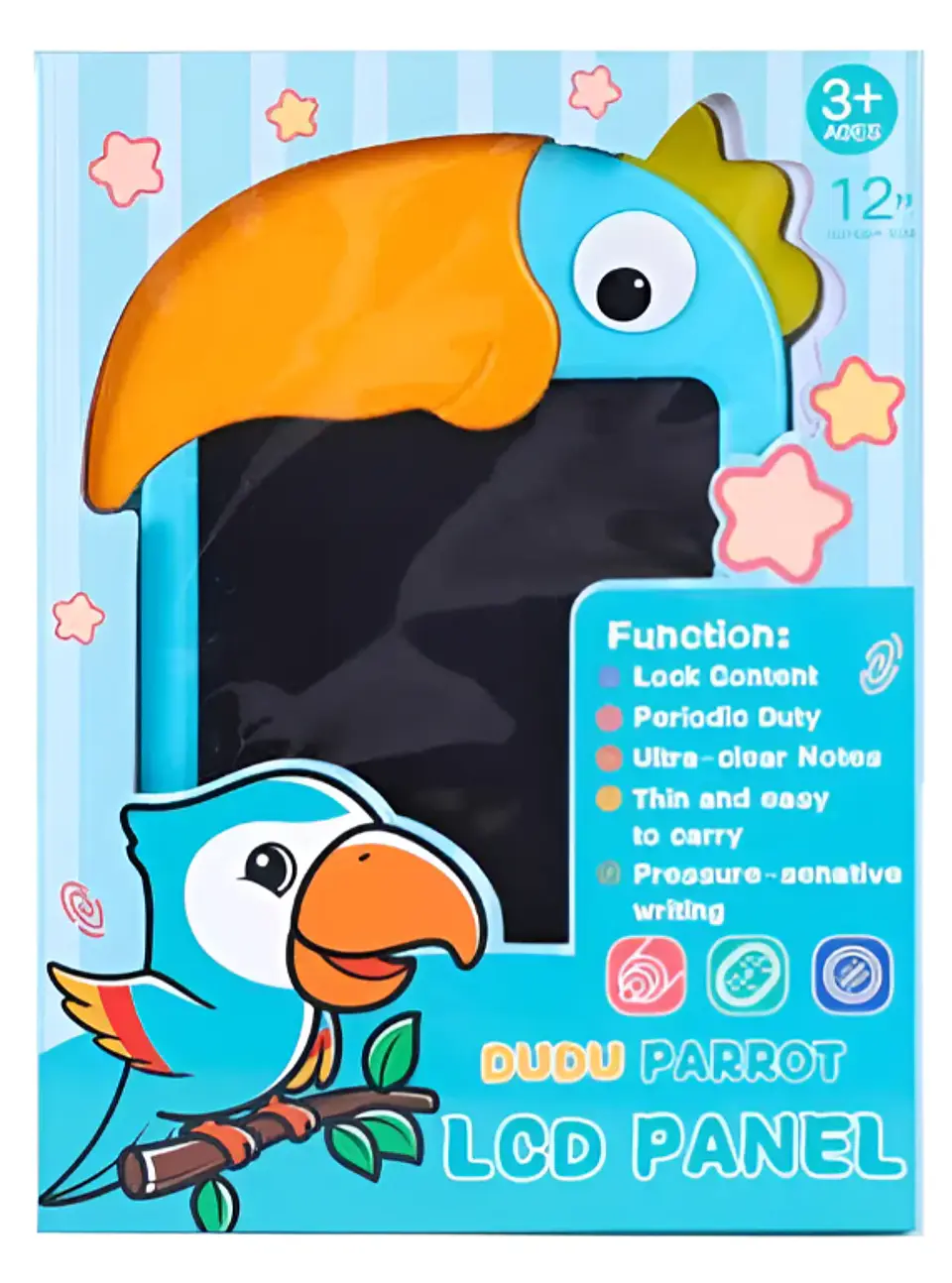 Pizarra Lcd Infantil 12 Diseño Loro Con Lápiz 3