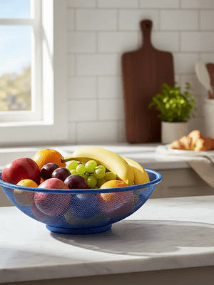 Frutero Canasto Metálico De Malla Redondo