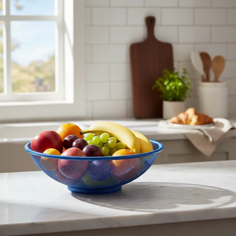 Frutero Canasto Metálico De Malla Redondo 1