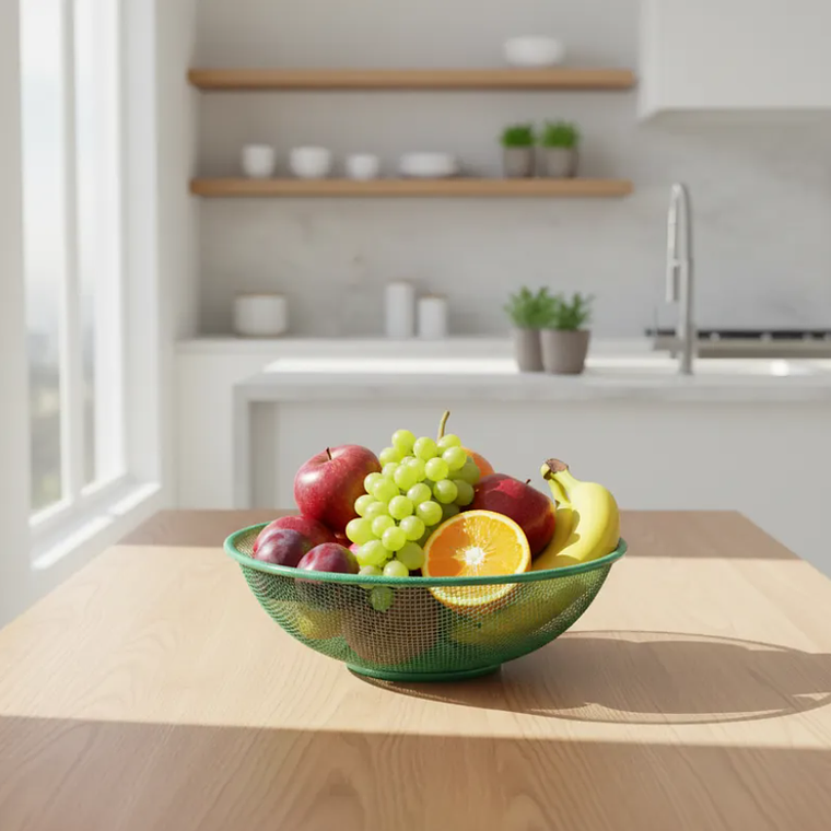 Frutero Canasto Metálico De Malla Redondo 5