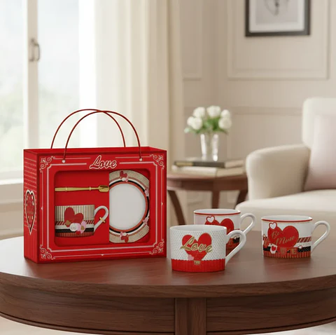 Set Tazón Y Cuchara Regalo Día De Los Enamorados Caja Amor