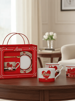 Set Tazón Y Cuchara Regalo Día De Los Enamorados Caja Amor