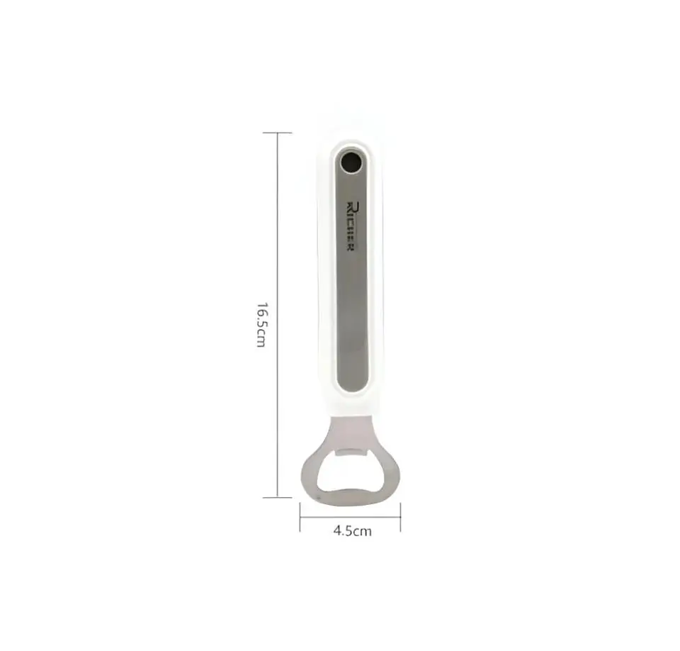 Destapador De Botellas Acero Inoxidable Mango Blanco 3