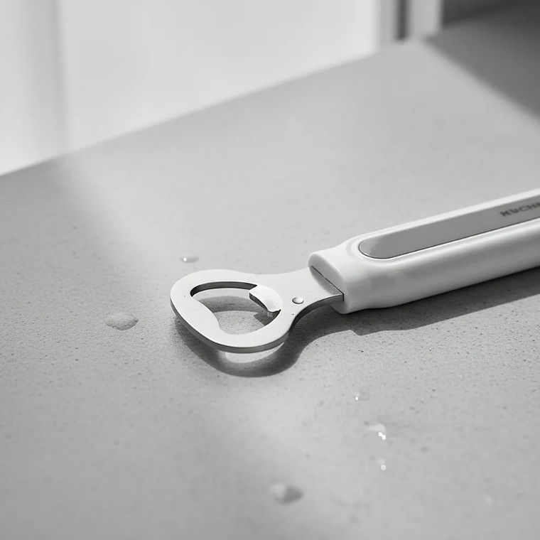 Destapador De Botellas Acero Inoxidable Mango Blanco 4