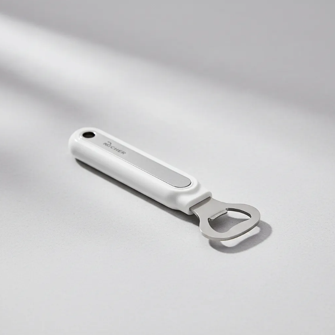 Destapador De Botellas Acero Inoxidable Mango Blanco 5