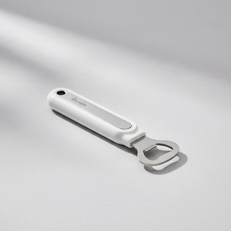 Destapador De Botellas Acero Inoxidable Mango Blanco 5