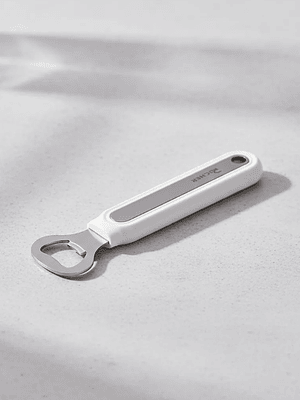 Destapador De Botellas Acero Inoxidable Mango Blanco