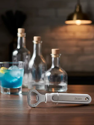 Destapador De Botellas Acero Inoxidable Mango Blanco