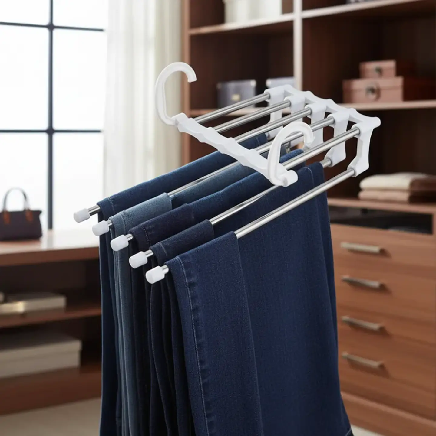 Colgador Múltiple Para Pantalones 5 En 1 Ahorra Espacio 3