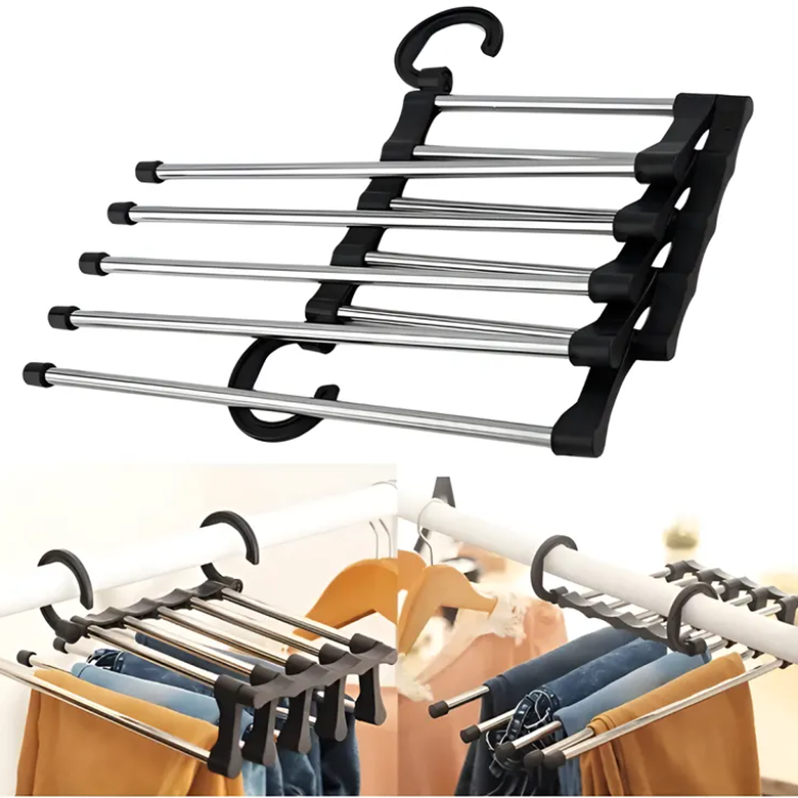 Colgador De Pantalones Múltiple 5 En 1 Organizador De Clóset 1