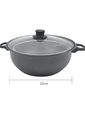 Olla Freidora Con Canastillo Escurridor Y Tapa Antiadherente