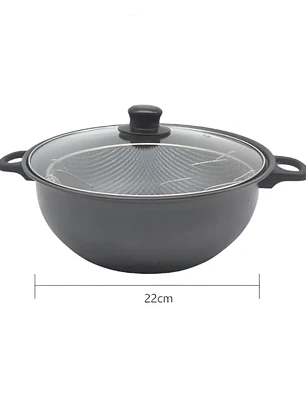 Olla Freidora Con Canastillo Escurridor Y Tapa Antiadherente
