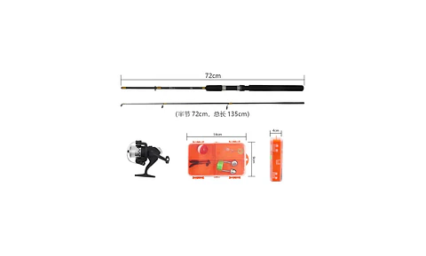 Kit De Pesca  Caña 1.35m Con Carrete Y Accesorios