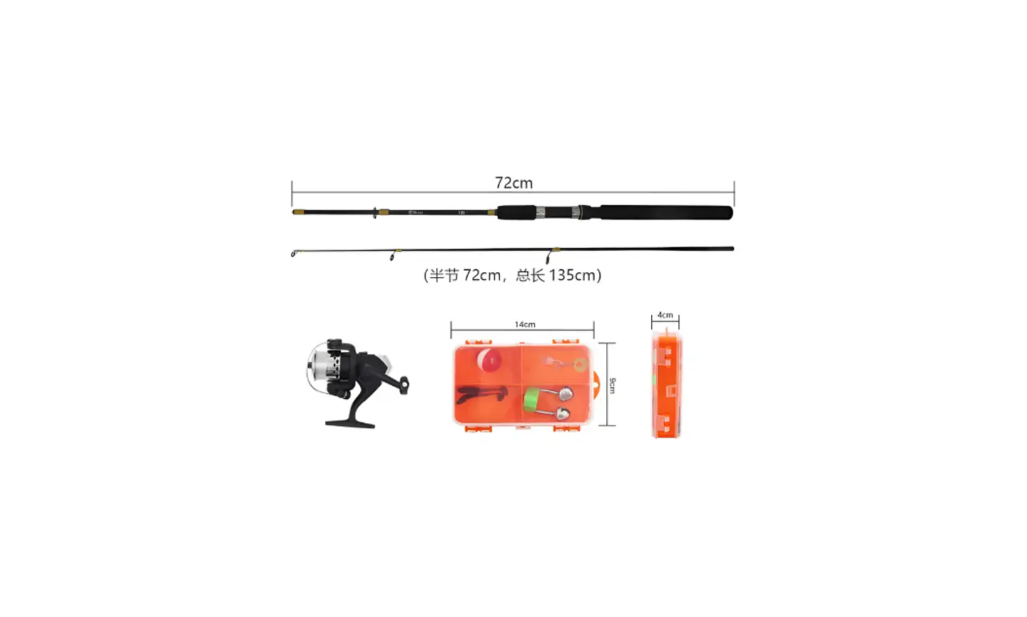 Kit De Pesca  Caña 1.35m Con Carrete Y Accesorios 2