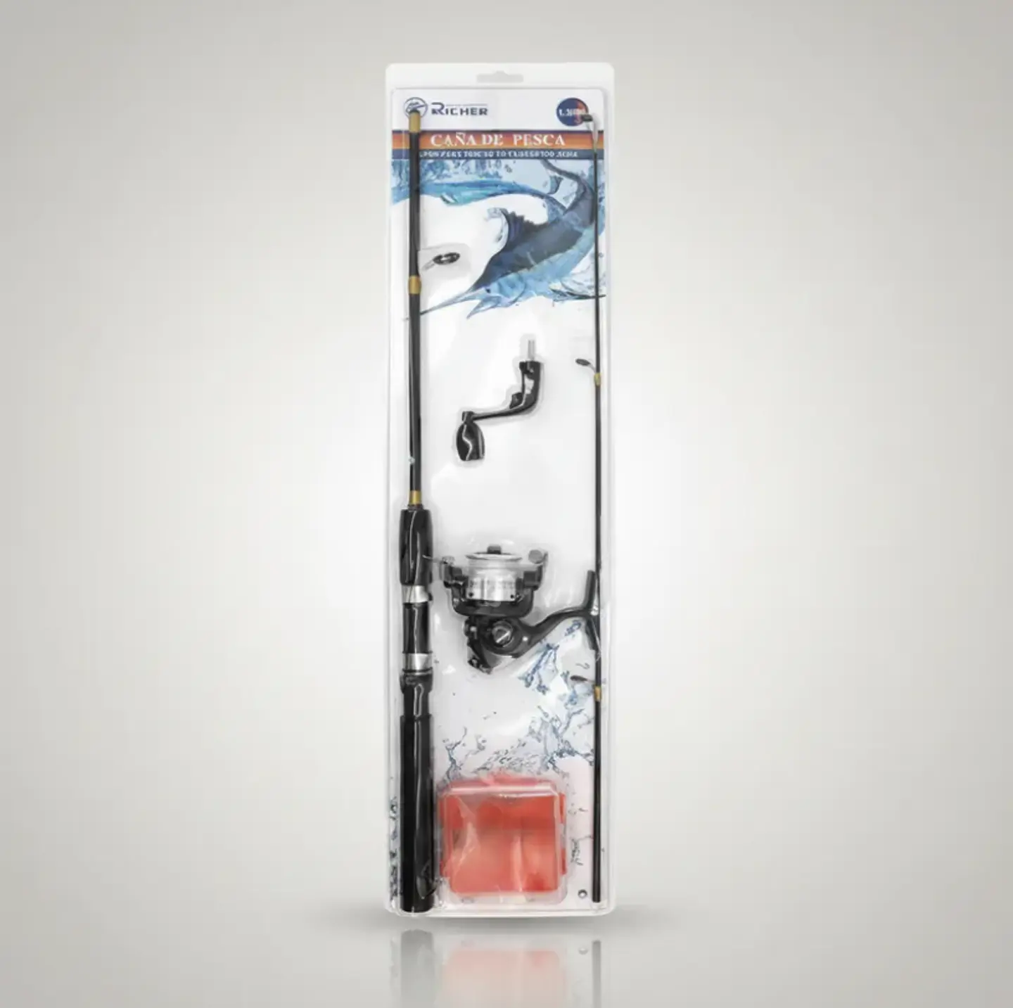 Kit De Pesca  Caña 1.35m Con Carrete Y Accesorios 6