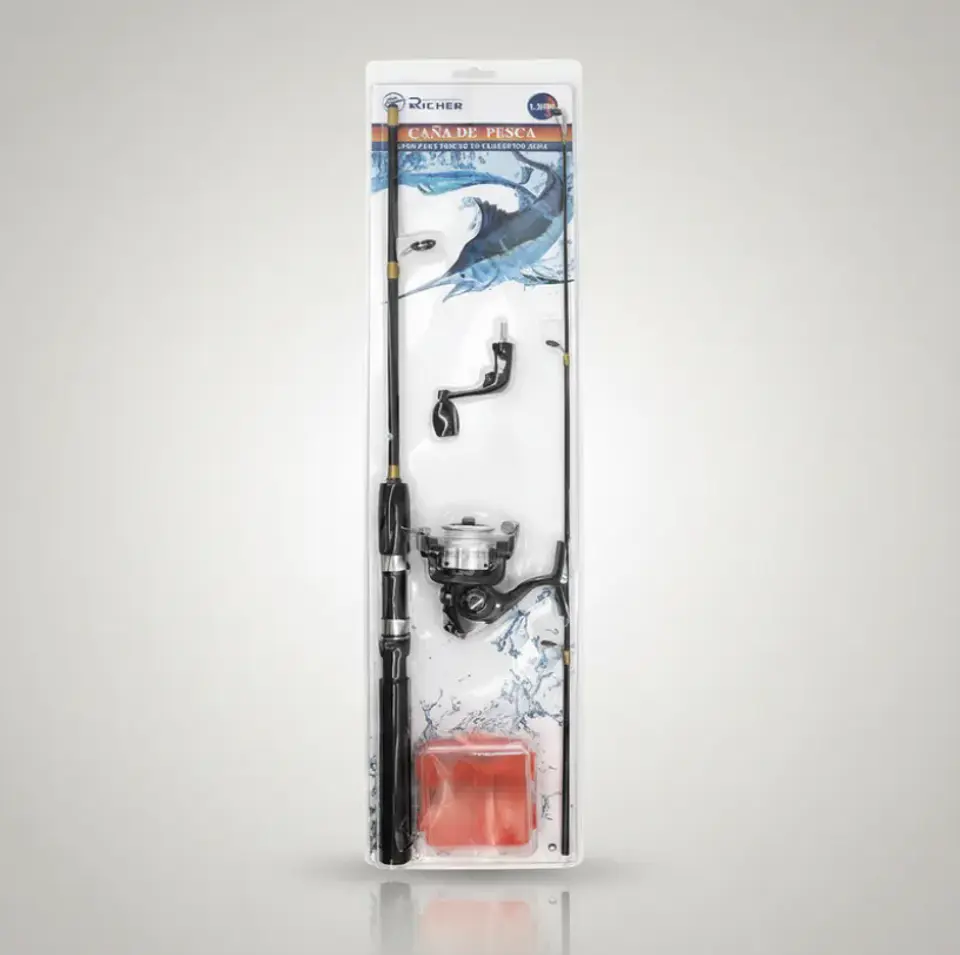 Kit De Pesca  Caña 1.35m Con Carrete Y Accesorios 6