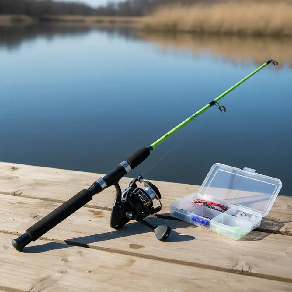 Kit De Pesca Caña Telescópica 1.2m + Carrete Y Accesorios 1
