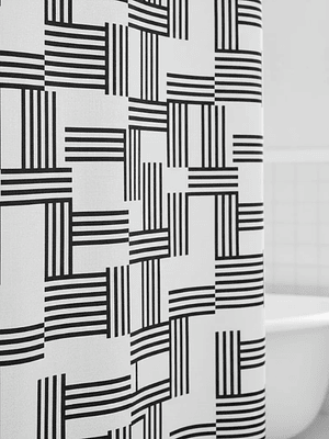 Cortina de baño geométrica blanco y negro 180x180cm