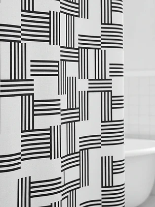Cortina de baño geométrica blanco y negro 180x180cm