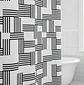 Cortina de baño geométrica blanco y negro 180x180cm - Miniatura 2