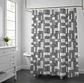 Cortina de baño geométrica blanco y negro 180x180cm - Miniatura 1