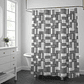 Cortina de baño geométrica blanco y negro 180x180cm - Miniatura 1