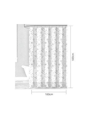 Cortina De Baño Tela Diseño Floral Rosa Y Gris 180x180cm