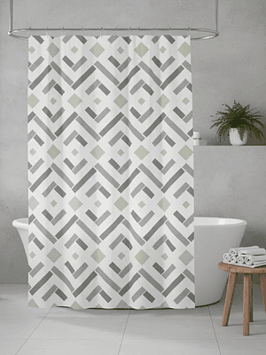 Cortina De Baño Tela Diseño Geométrico Moderno 180x180 Cm