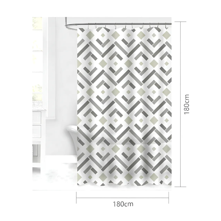 Cortina De Baño Tela Diseño Geométrico Moderno 180x180 Cm 2