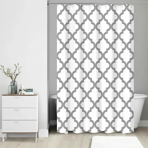 Cortina De Baño Peva Impermeable Diseño Marroquí 180x180cm