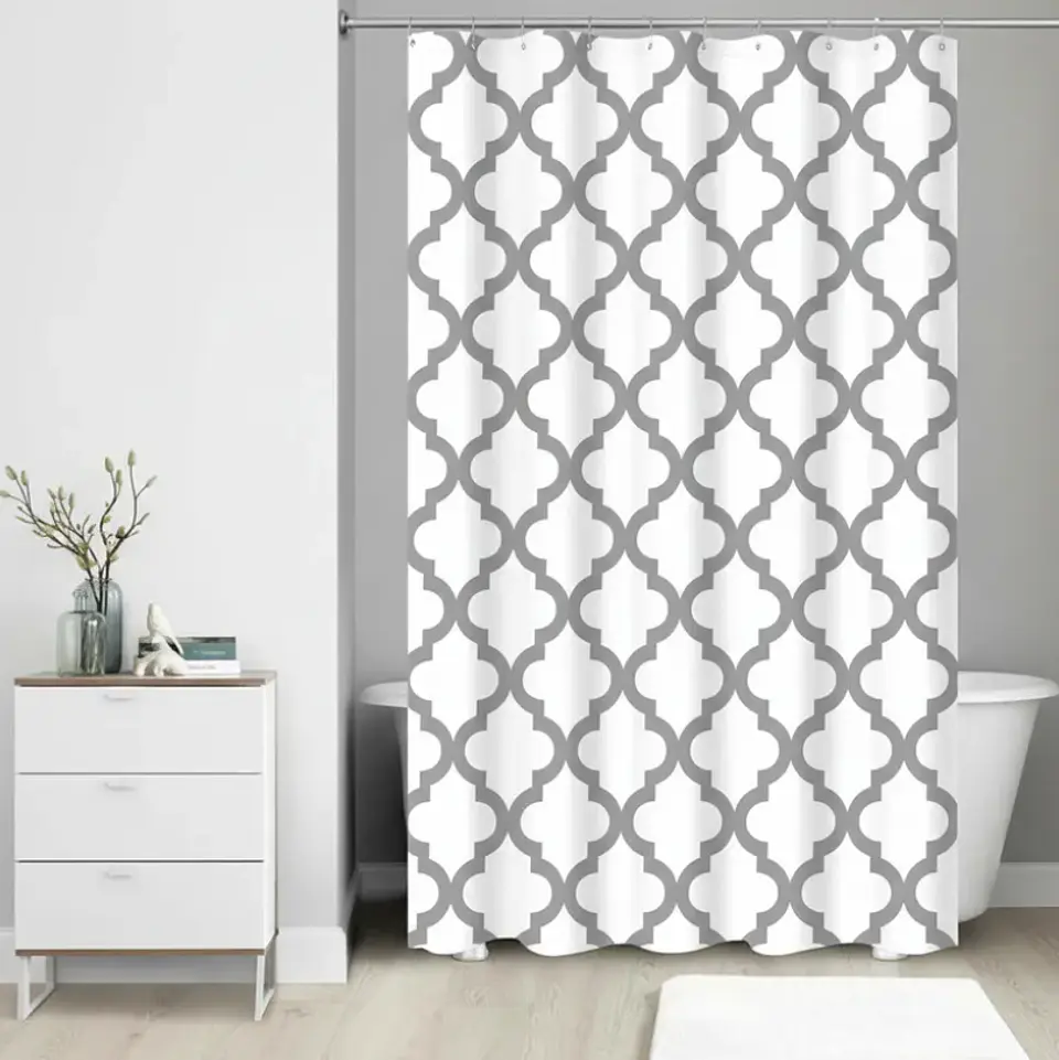 Cortina De Baño Peva Impermeable Diseño Marroquí 180x180cm 1