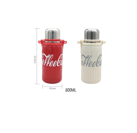 Termo Botella Para Café 800ml Acero Inoxidable Diseño Retro