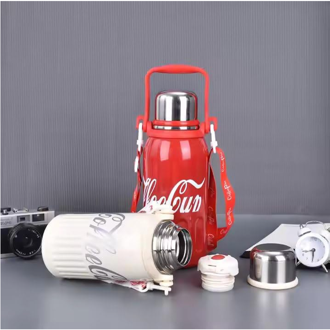 Termo Botella Para Café 800ml Acero Inoxidable Diseño Retro 1