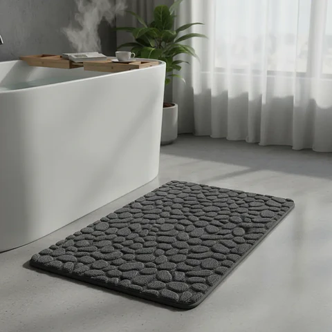 Alfombra De Baño Absorbente Antideslizante Diseño Piedra 60x40