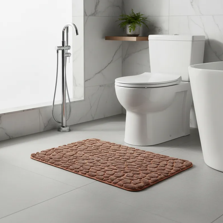 Alfombra De Baño Absorbente Antideslizante Diseño Piedra 60x40 2