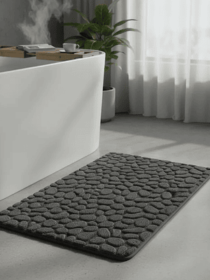 Alfombra De Baño Antideslizante Absorbente Diseño Piedra 80x50