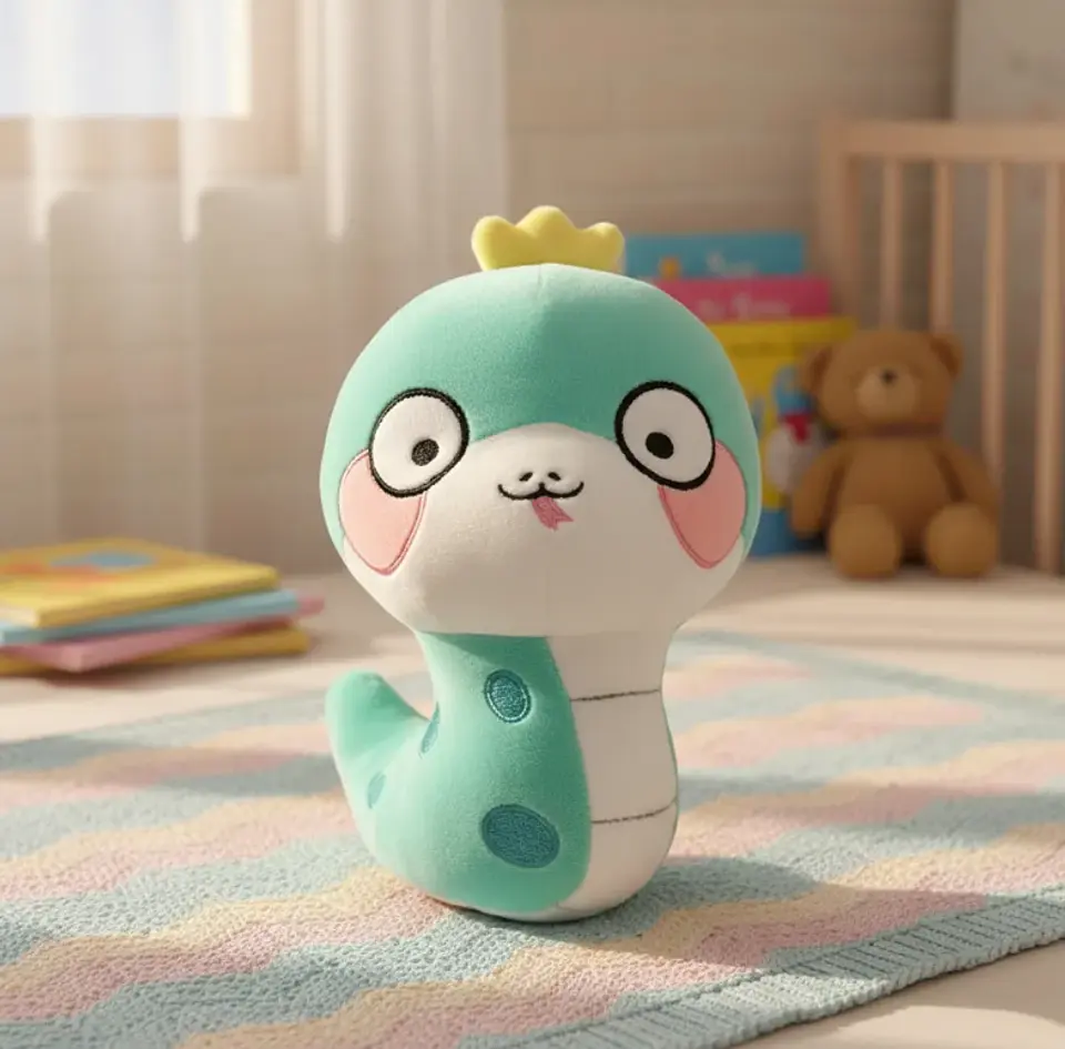Peluche Serpiente Kawaii Con Corona Juguete Suave 23cm 1