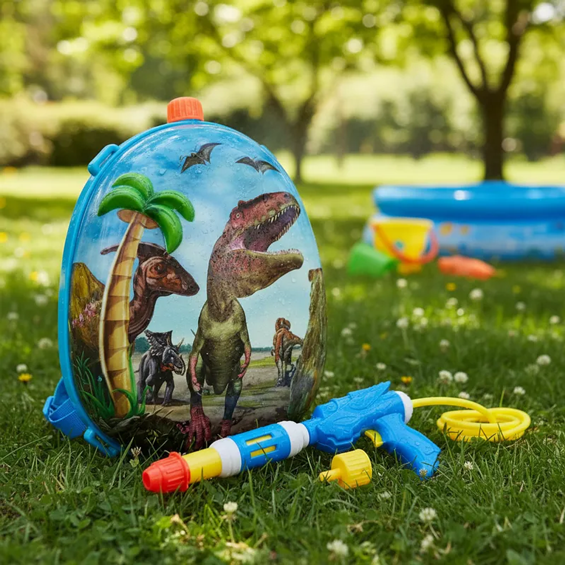 Pistola De Agua Con Mochila Diseño Dinosaurio T-rex 3