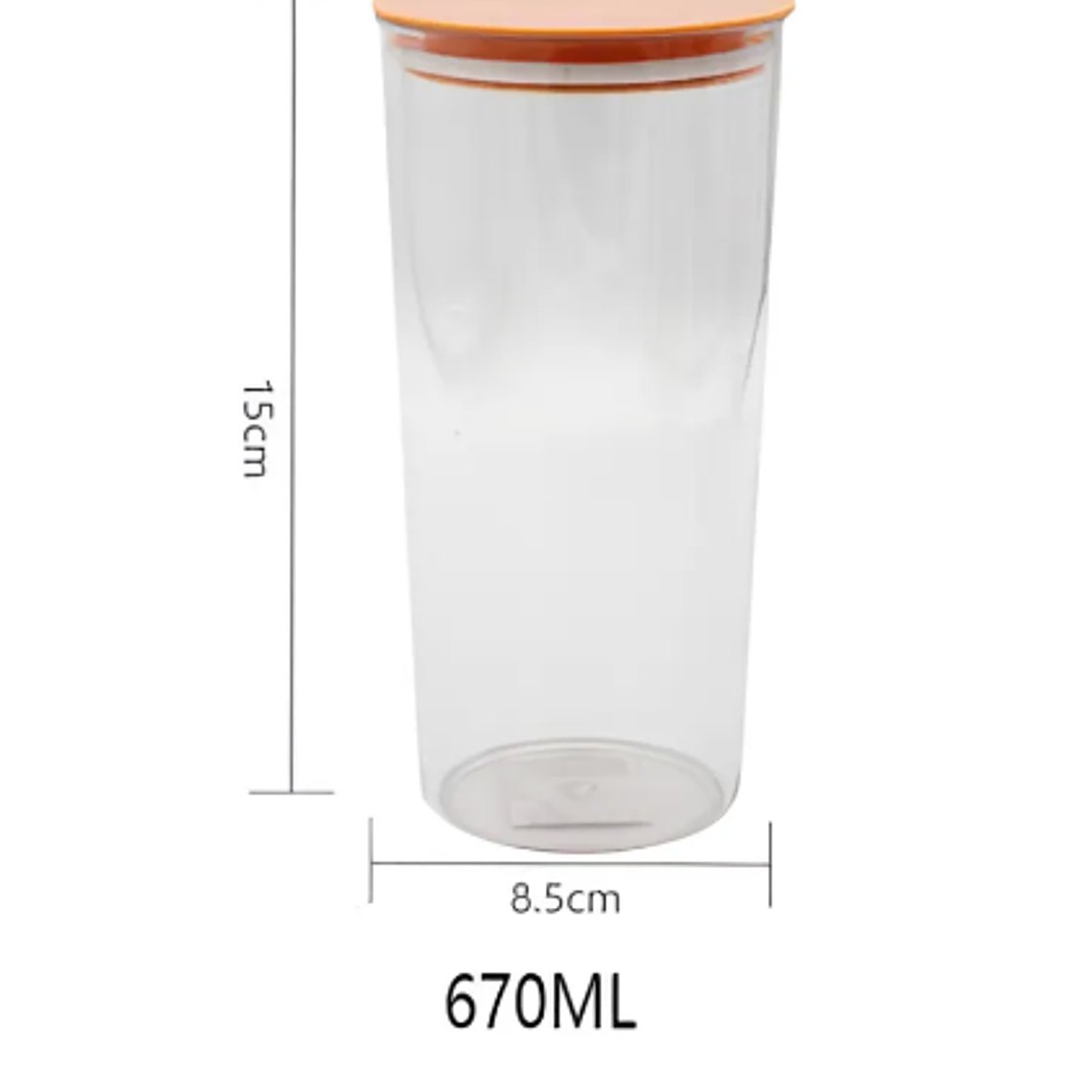 Contenedor Hermético Acrílico 670ml con Tapa Naranja 3