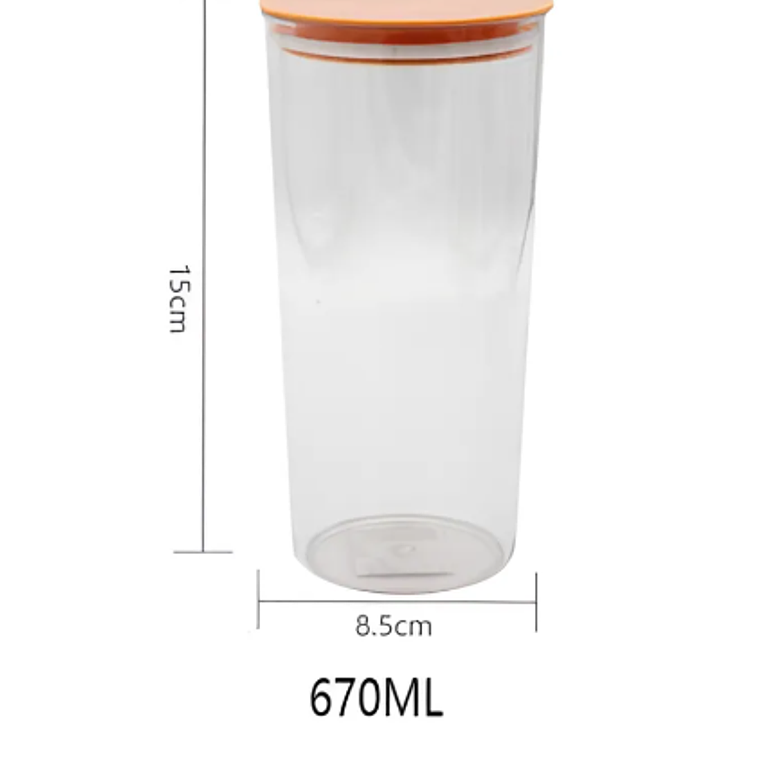 Contenedor Hermético Acrílico 670ml con Tapa Naranja 3