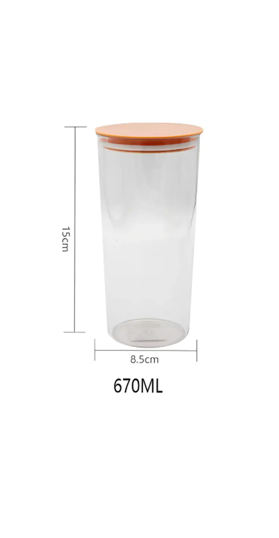 Contenedor Hermético Acrílico 670ml con Tapa Naranja 3