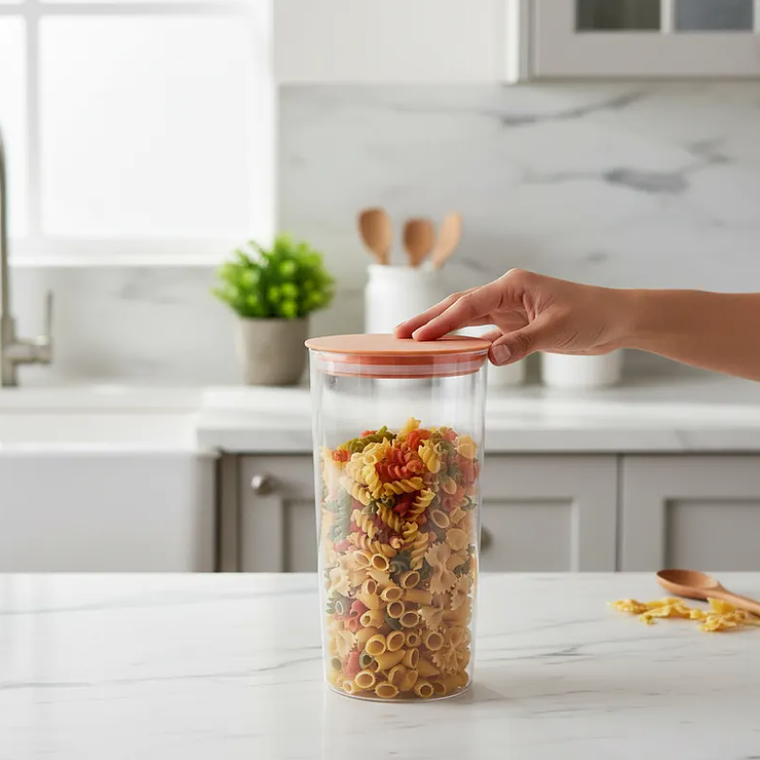 Contenedor Hermético Acrílico 670ml con Tapa Naranja 6