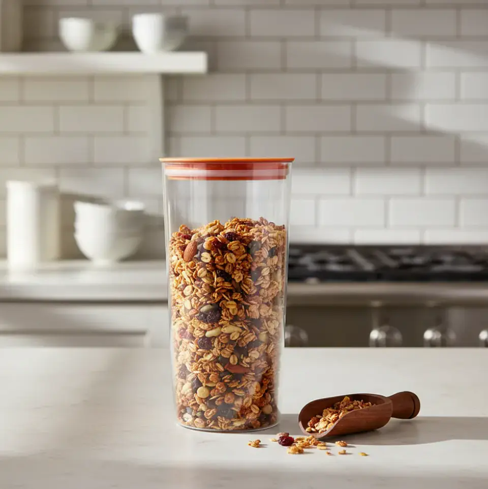 Contenedor Hermético Acrílico 670ml con Tapa Naranja 7