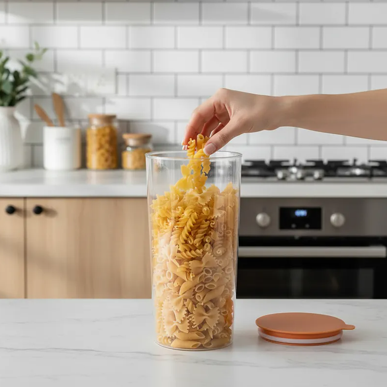 Contenedor Hermético Acrílico 670ml con Tapa Naranja 1