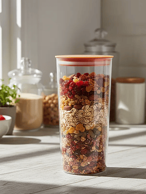 Contenedor Hermético Acrílico 670ml con Tapa Naranja