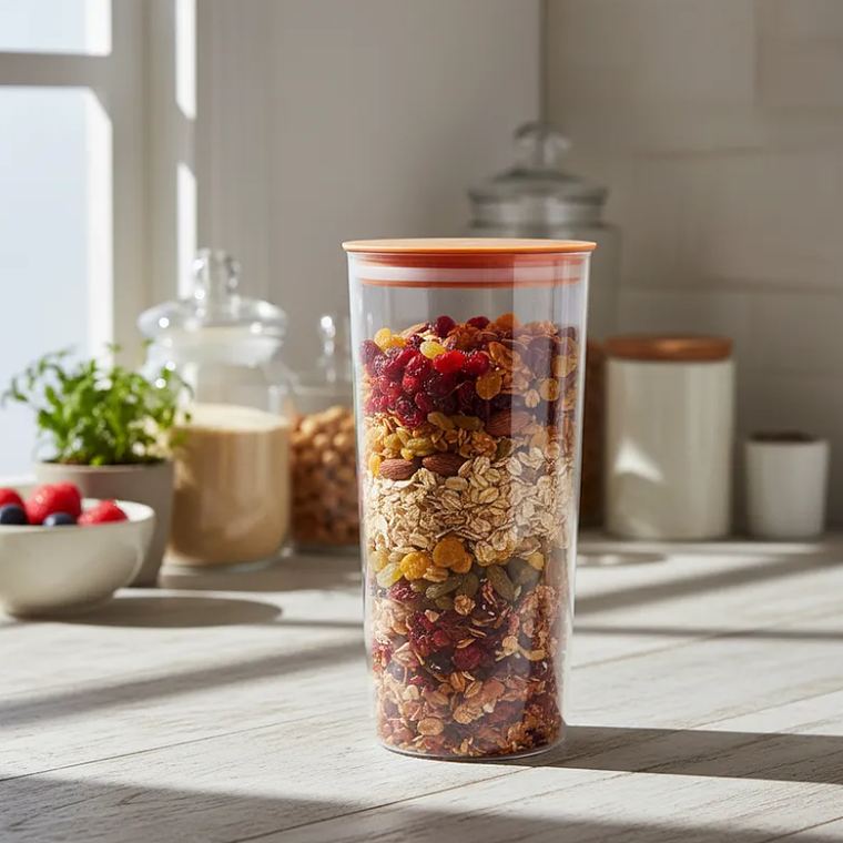 Contenedor Hermético Acrílico 670ml con Tapa Naranja 2