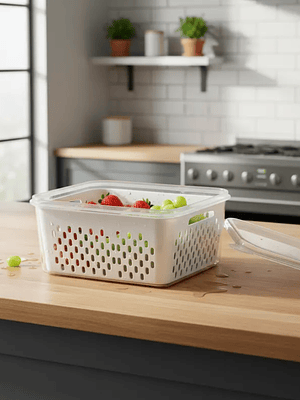 Contenedor Organizador Refrigerador Con Escurridor Y Tapa